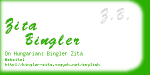 zita bingler business card